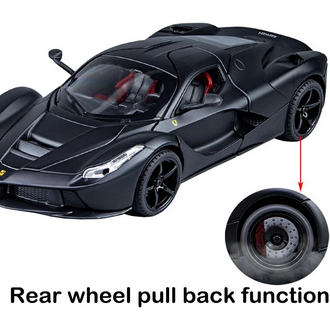 iLooboo Toy Cars Model Ferrari Race 1/22 Black LaFerrari Die-cast Vehicles with Sound and Light