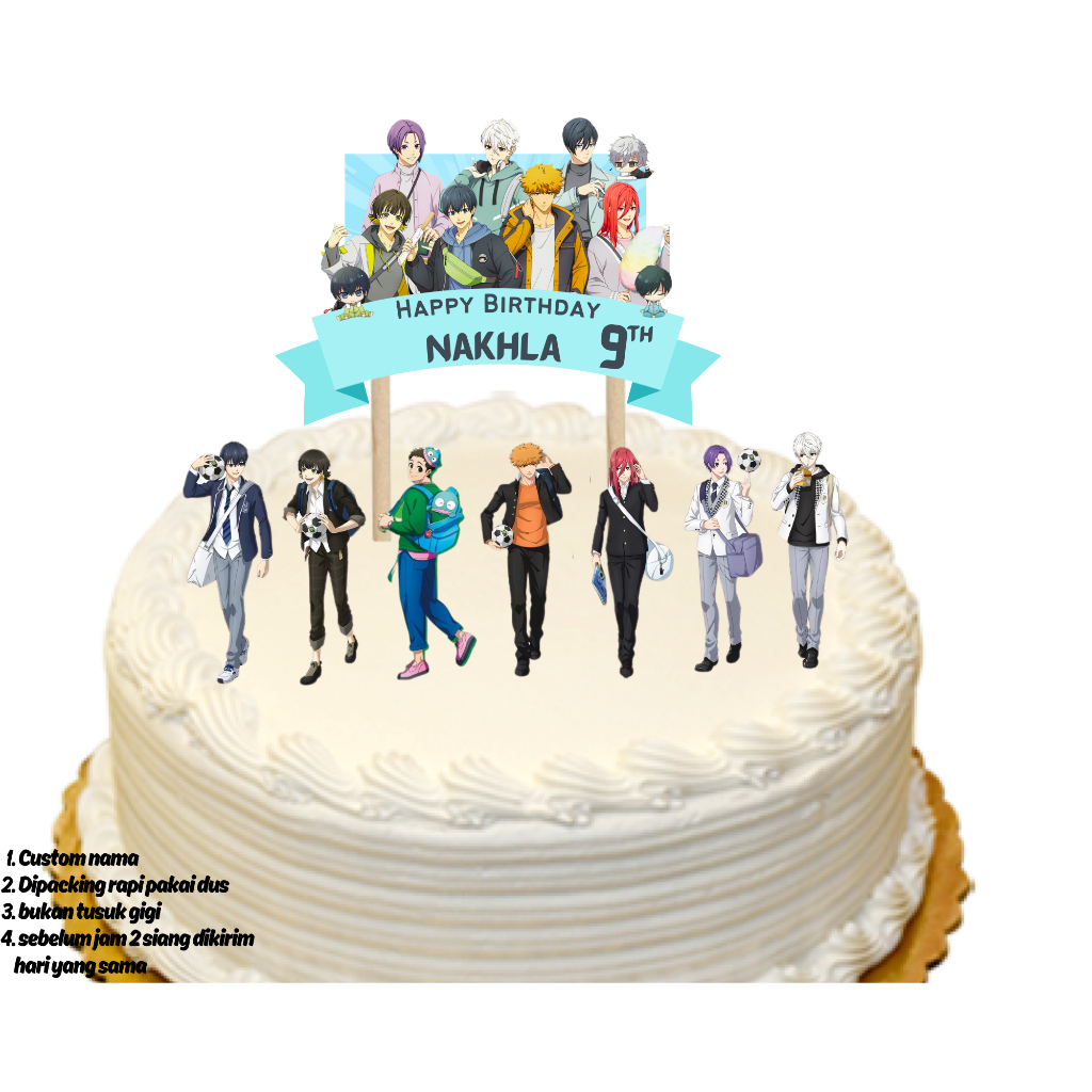 

Topper Cake BLue Lock hiasan kue ulang tahun Happy Birthday
