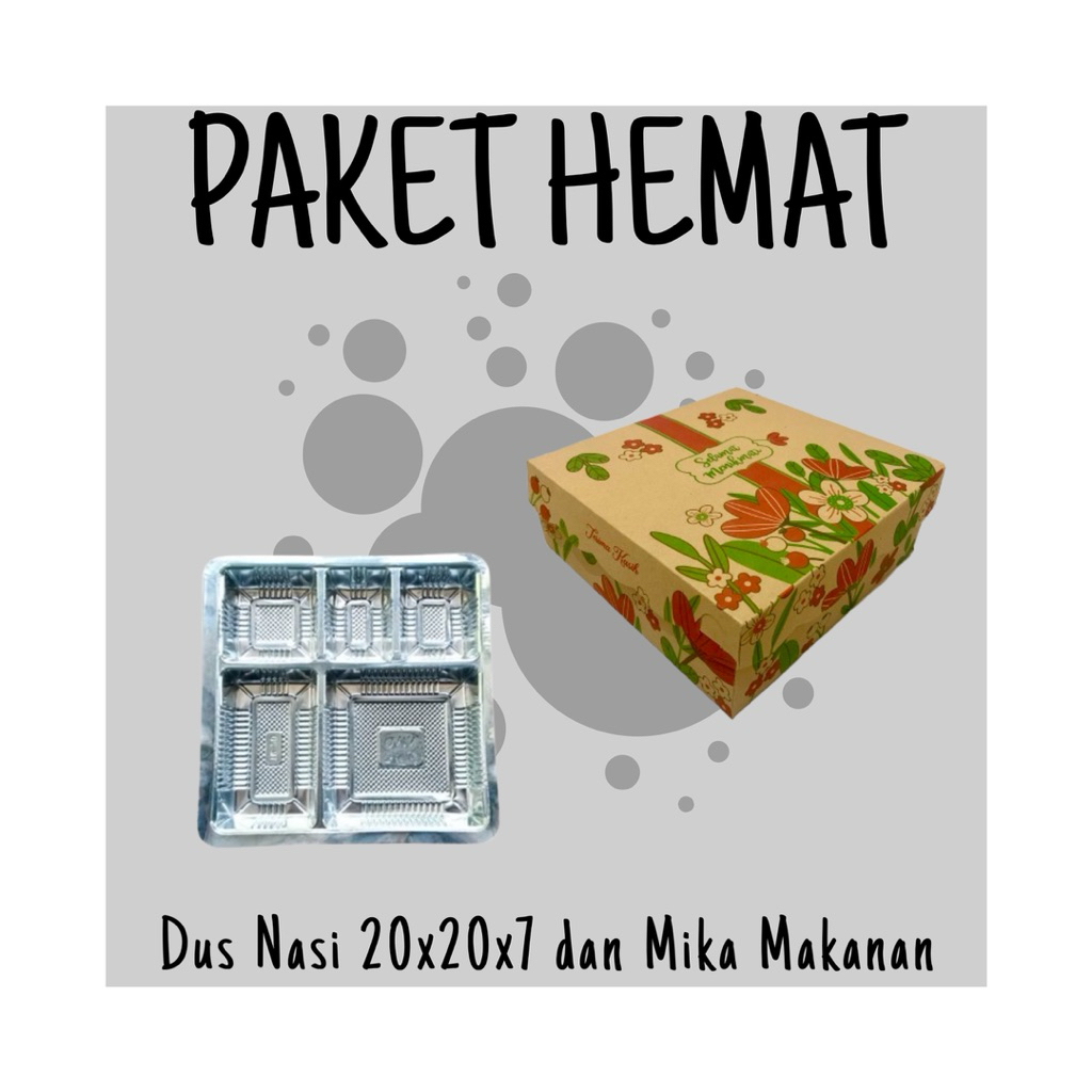 PAKET KARDUS NASI 20x20x7 DAN MIKA MAKANAN | DUS NASI/SNACK | MIKA SEKAT 5 |