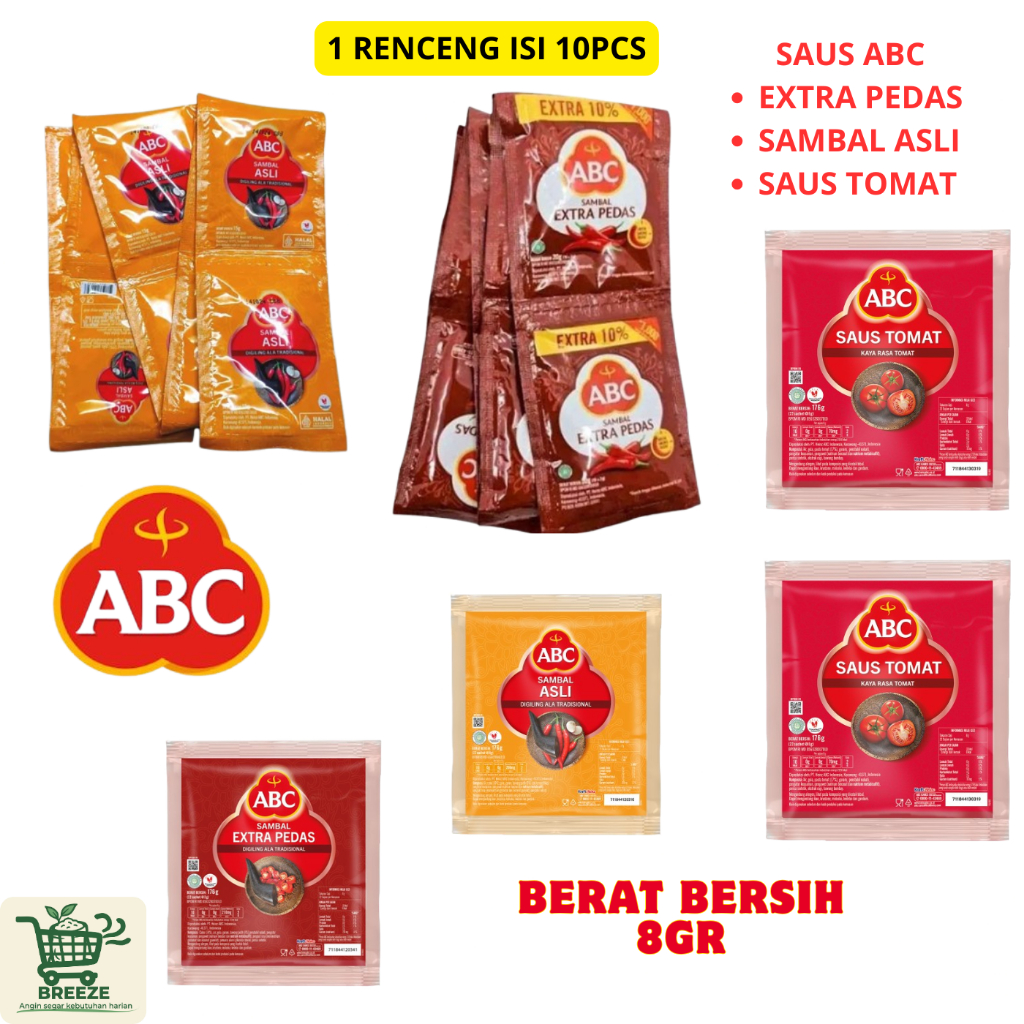 

ABC Saus Sambal Kemasan Sachet saus tomat extra pedas, sambal asli murah banget saus sachet saus