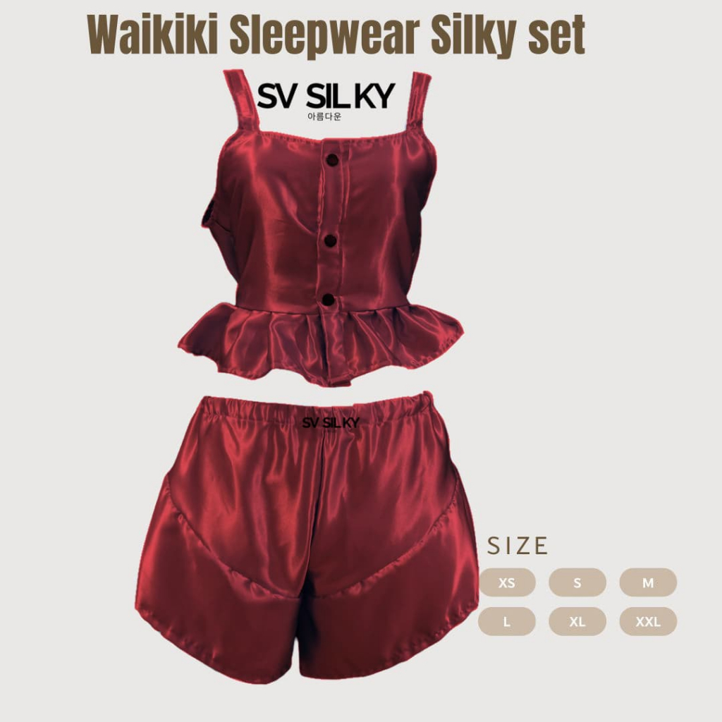 Waikiki Set Piyama Wanita SV Silky Premium Satin Look Korea Viral Set Satin Adem Look Korea Terlaris