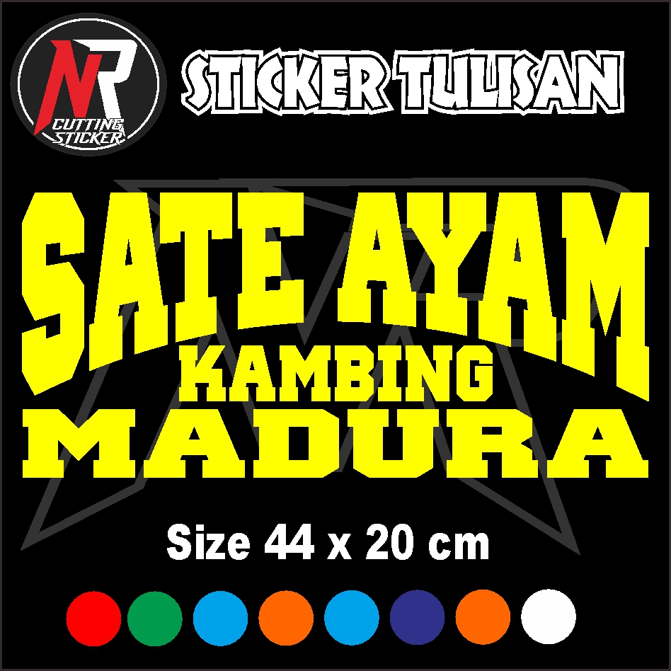 

STICKER CUTTING TULISAN SATE AYAM KAMBING MADURA STICKER TULISAN UNTUK NAMA JUALAN DI GEROBAK RODA