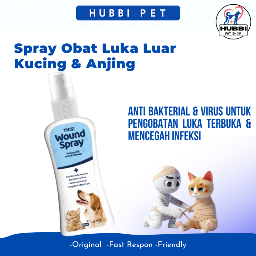 This Wound Spray 60ml Obat Luka Kucing Anjing Spray Antiseptik Luka Basah Bakar Koreng Cepat Kering