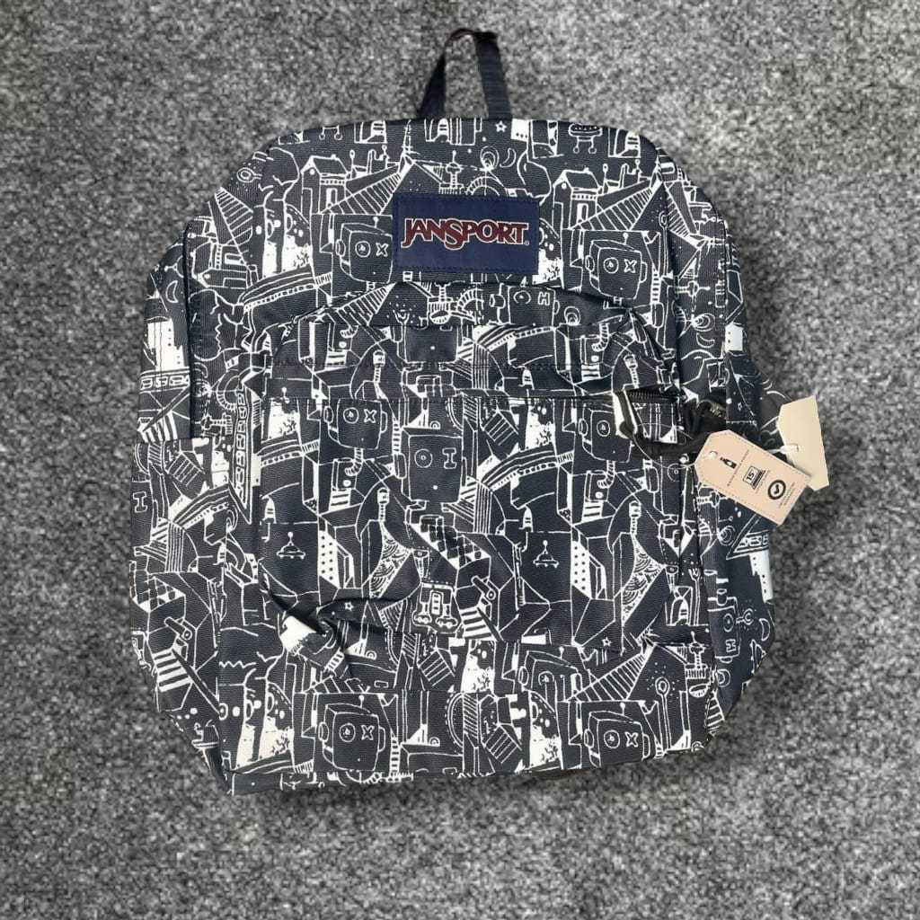 tas js PREMIUM motif abstrak robot/tas sekolah/ransel pria wanita/bagpack