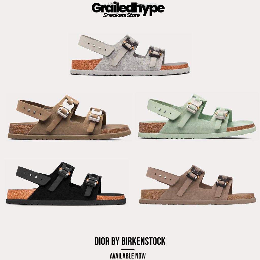 Dior by Birkenstock Milano Sandal - Grey / Khaki Nubuck / Brown Nubuck / Pastel Green Nubuck / Black