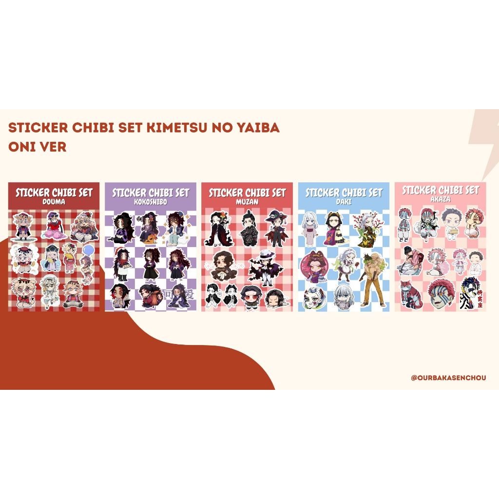 

STICKER CHIBI SET KIMETSU NO YAIBA / STICKER GLOSSY DEMON SLAYER ONI VER AKAZA DOUMA MUZAN DAKI KOKOSHIBO