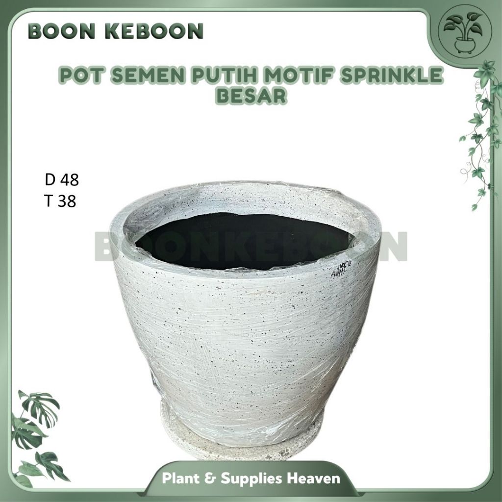 Pot Semen Putih Motif Sprinkle  Besar