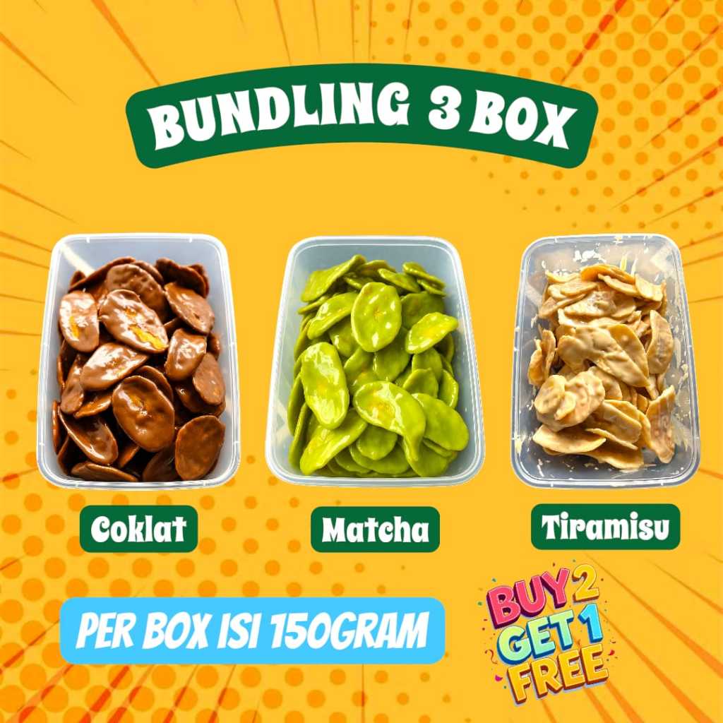 

Keripik Pisang Coklat Lumer Per Box Isi 150gr - Promo Beli 2 Dapat 3