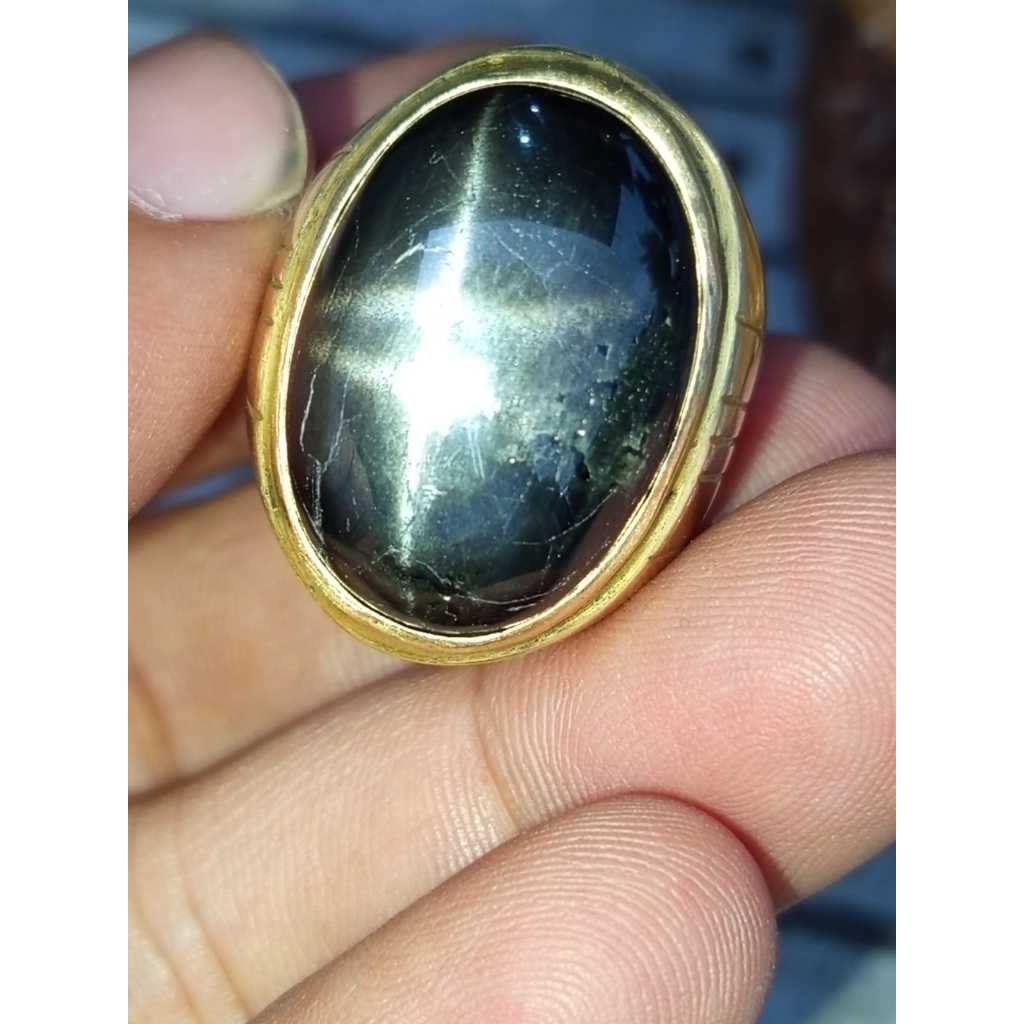 Natural Nilam Star Tajam BigSize Ring Koin Gold Handmade