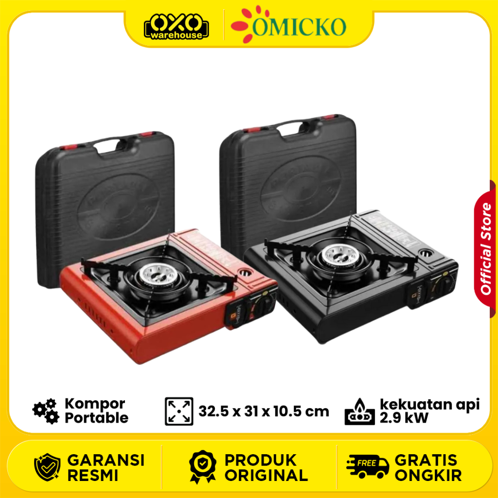 OMICKO Kompor Gas Portable – 2in1 Gas Kaleng & Gas Elpiji Tabung Garansi Resmi