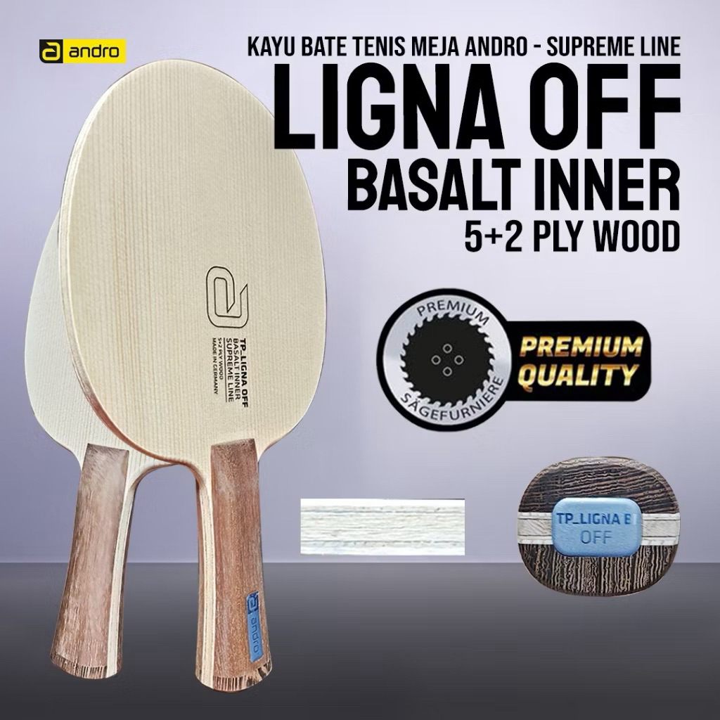 Kayu Bet Pingpong Tenis Meja ANDRO LIGNA OFF BASALT INNER SUPREME LINE CARBON Original
