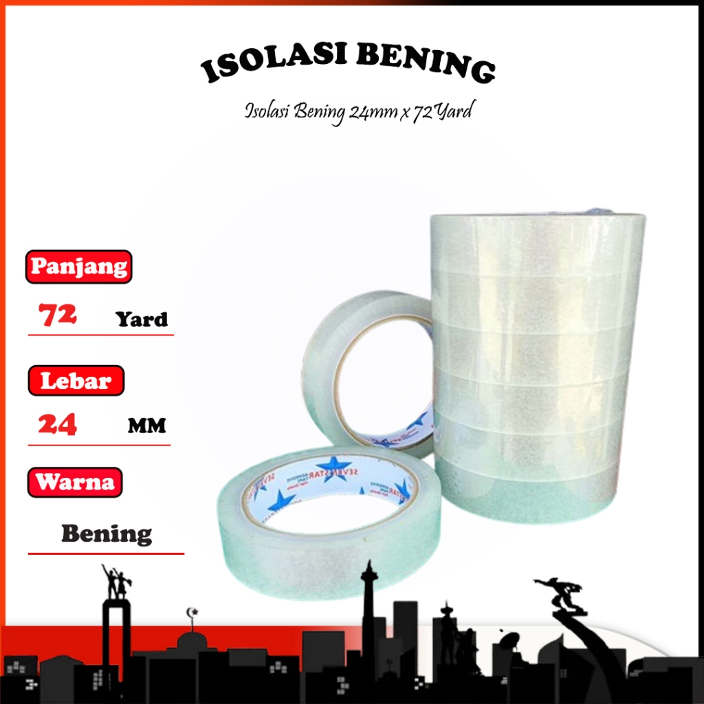 

Lakban Isolasi 24mm x 72m / Selotip 24mm x 72 Meter seven star