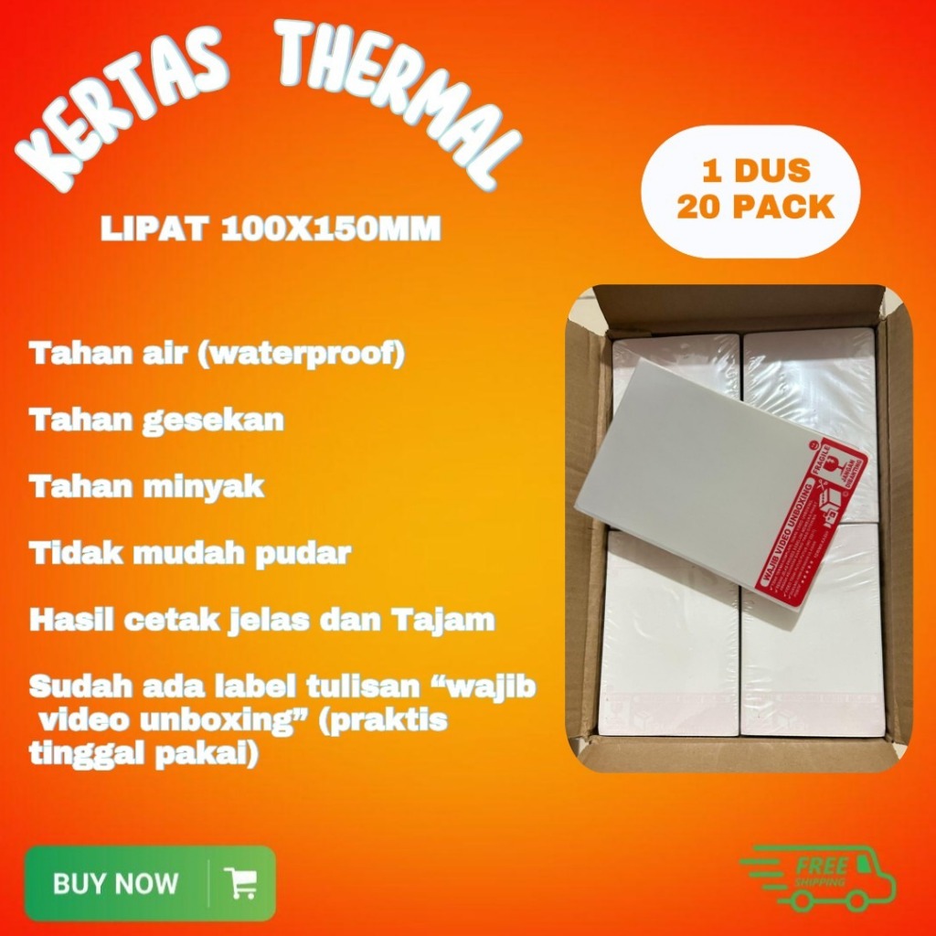 

Thermal Paper Lipat/Fold "WAJIB VIDEO UNBOXING" 1 DUS 20PCS