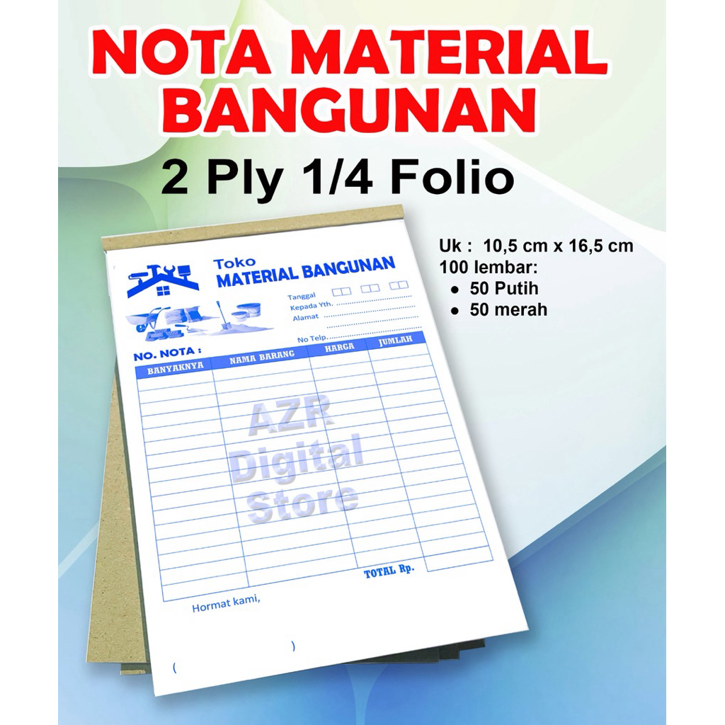 

NOTA MATERIAL BANGUNAN 2 ply 1/4 Folio Isi 100 Lembar