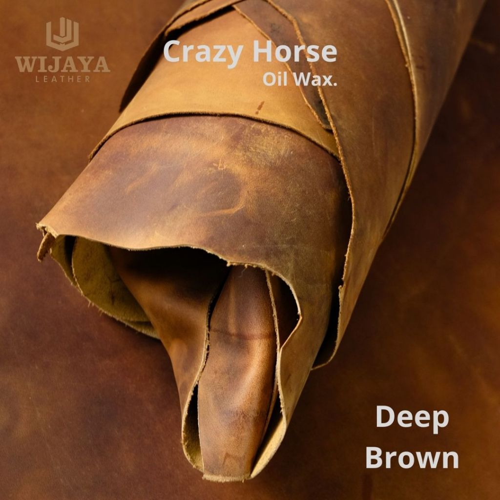Kulit Sapi/Cow leather Crazy Horse Oil Wax Lembaran Penuh warna Deep Brown