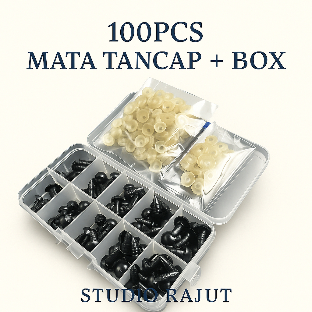 STUDIO RAJUT - 100 PCS MATA TANCAP BONEKA AMIGURUMI TEMPEL + BOX SET BONEKA CROCHET RAJUT