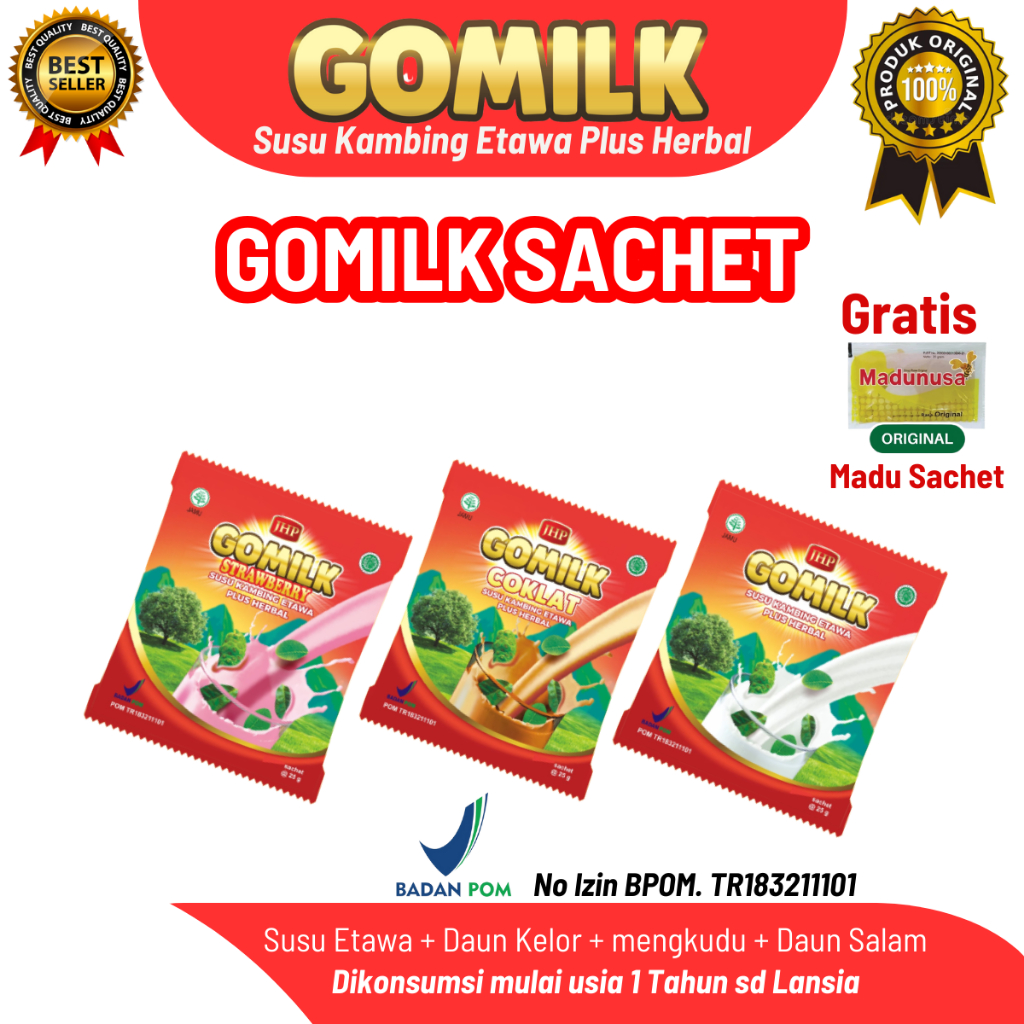 

[Free Madu] GOMILK Sachet – Susu Etawa untuk Anak 1 Tahun ke Atas | Nafsu Makan, Pencernaan, Tulang