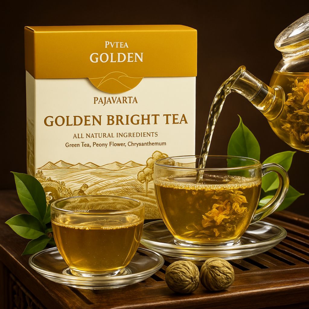 

PVTEA Golden Bright Tea – Green Tea, Peony & Chrysanthemum untuk Kulit Cerah dan Anti-Aging &