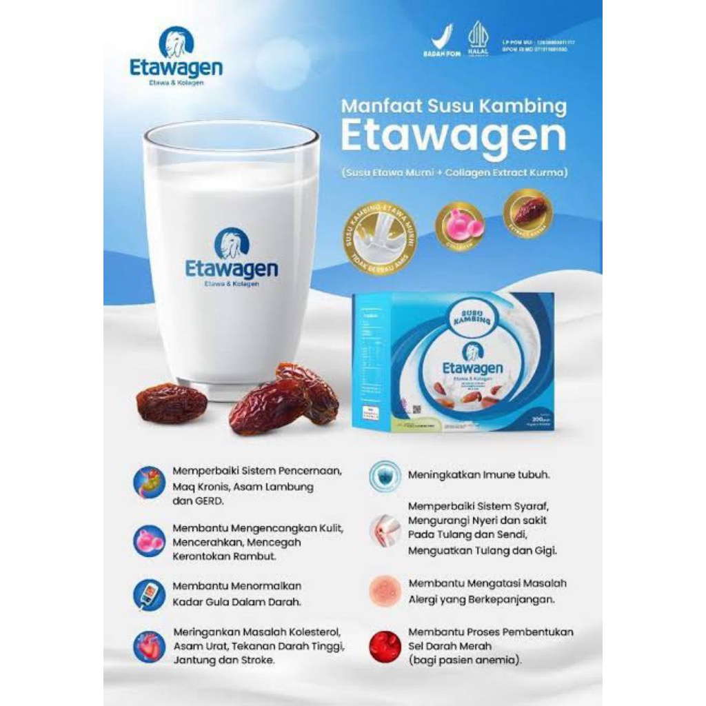 

ETAWAGEN Susu Kambing Etawa Murni Kolagen Ekstrak Kurma