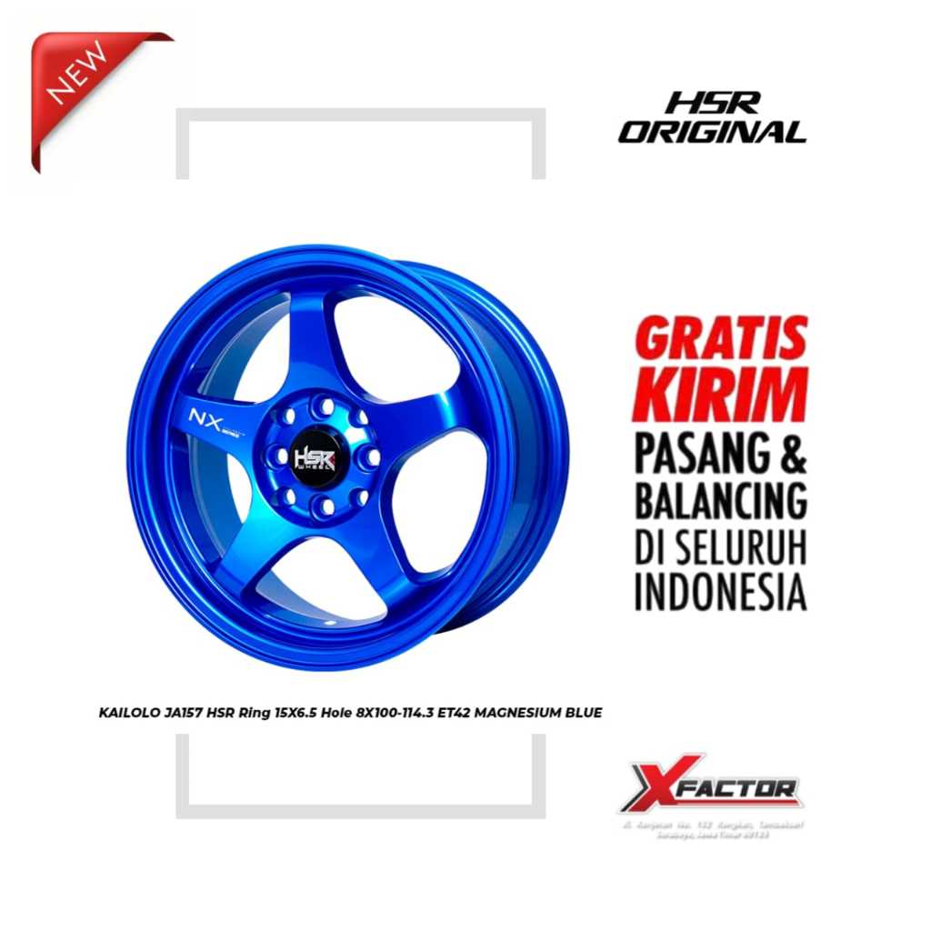 VELG R15 HSR KAILOLO JA157 HSR R15X6,5 PCD 4X100-4X114,3 ET42 MAGNESIUM BLUE