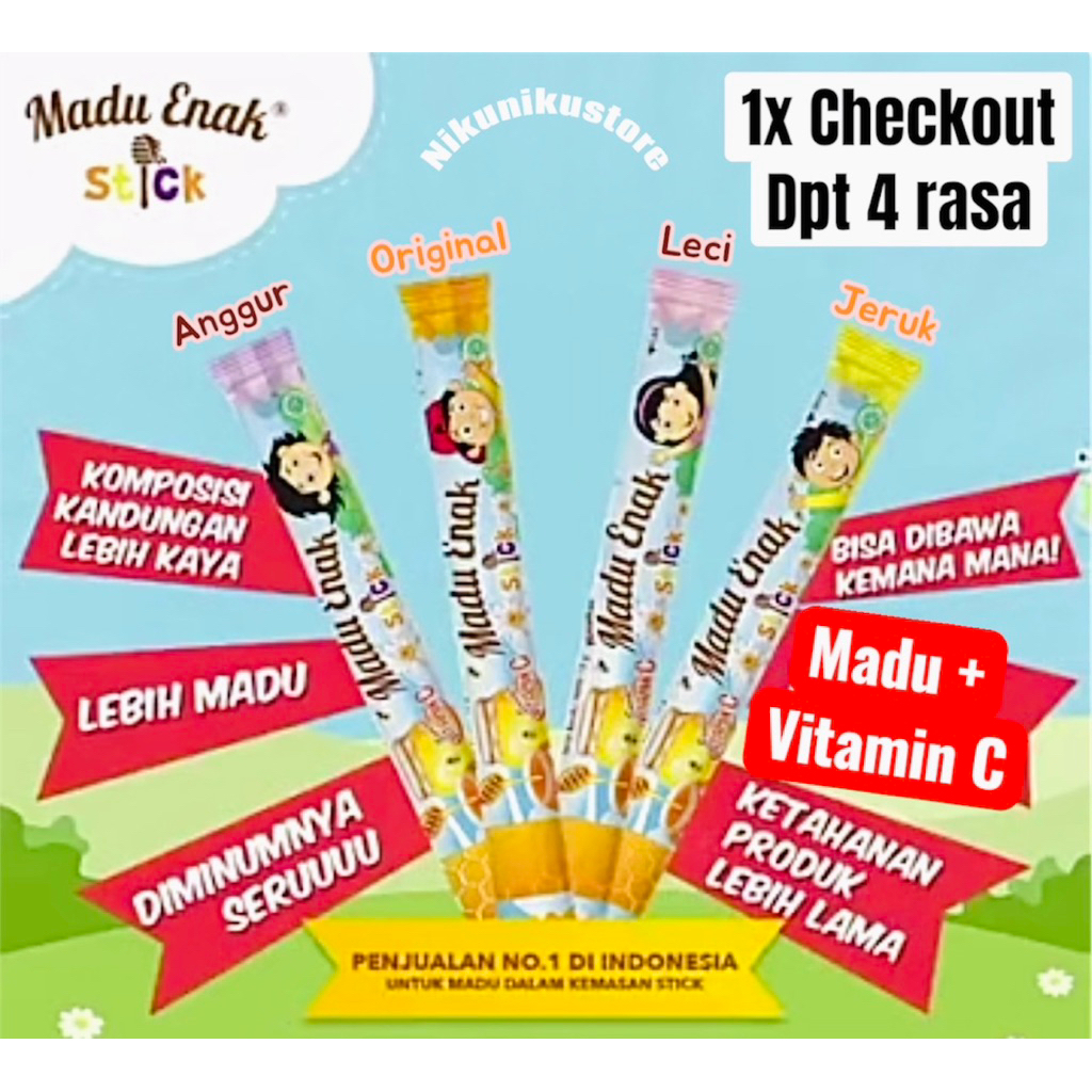 

MADU ENAK Stick Siap Konsumsi Sachet Madu + Vitamin C Ecer Herba Utama
