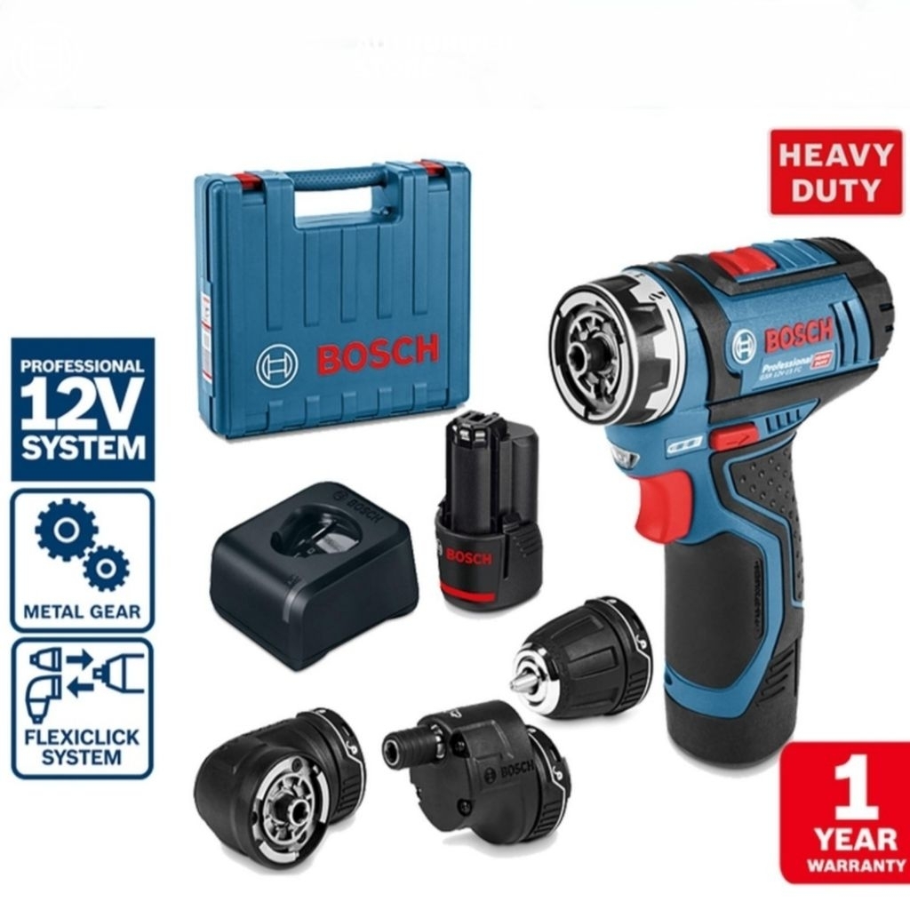 BOSCH GSR 12V-15FC Drill Driver Set Profesional Mesin Bor Bosch Gsr 12V-15fc Profesional