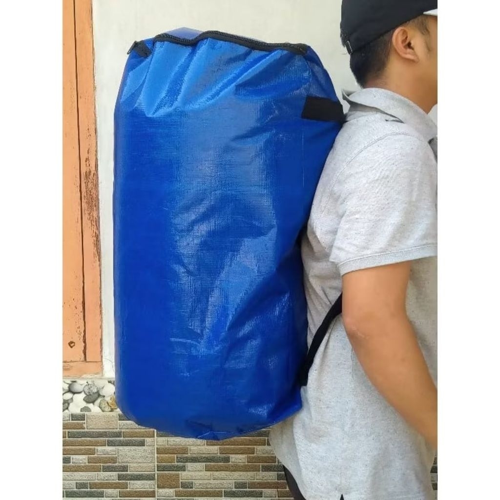 Ransel laundry terpal jumbo/ransel bahan terpal A12 warna biru/Tas pakaian kotor