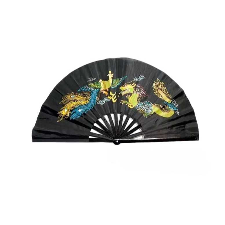 Kipas Besar Nari Wushu Silat Taiji Taichi Naga dan Burung / Kipas Taichi Naga Souvenir Naga Shanghai