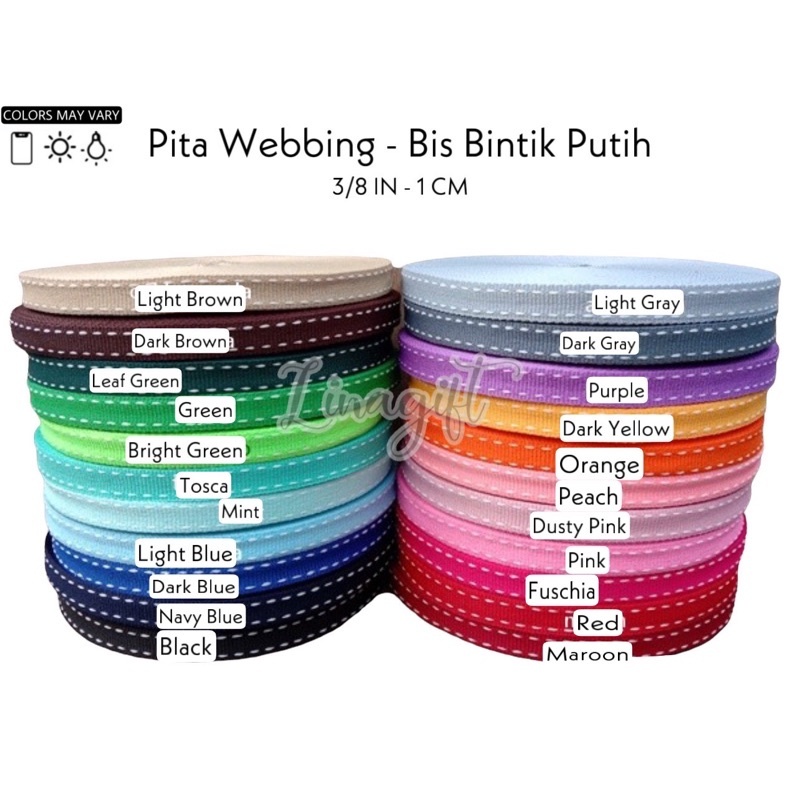 

( Rol 25 Yard ) PITA POLYESTER WEBBING 1 CM POLIESTER DEKORASI SOUVENIR