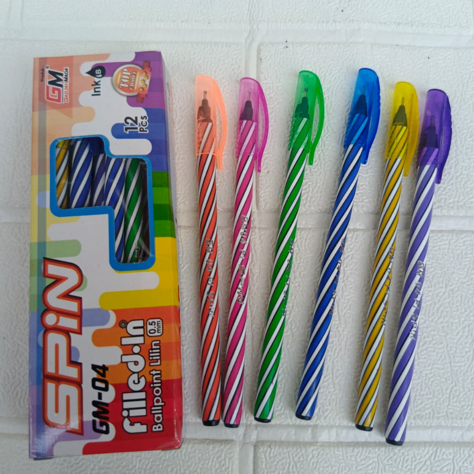 

(1PACK=12PCS) Bolpen / Pulpen / Gadjah Mada Spin GM-04