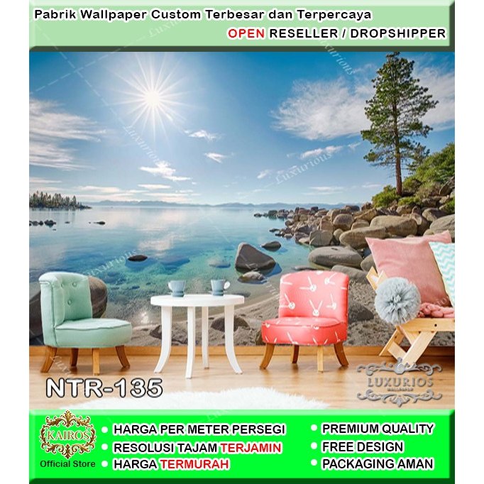 Wallpaper Custom Dinding 3d Pantai Walpaper Laut Wallsticker Pemandangan Alam