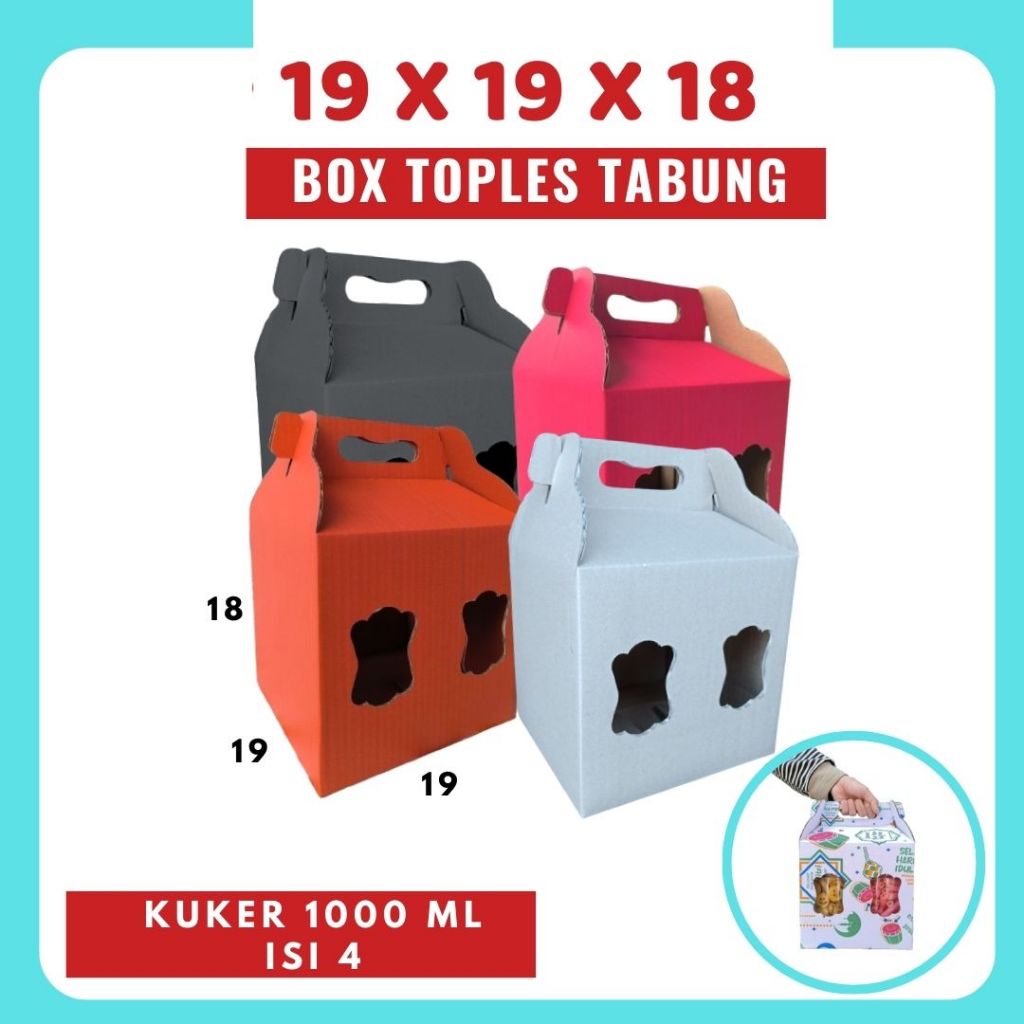 

Box Kuker jar 19x19x18 Toples Jar 1000ml isi 4 Jinjing Gable Box Jar Kue Kering Gable Box Serbaguna Botol Dus Kue Kering Kemasan Madu Souvenir
