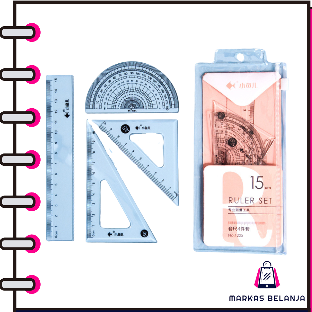 

Penggaris Set 4 In 1 / Perlengkapan Sekolah Menggambar Motif Polos / Ruller Set Transparant / Penggaris Bening Y3540