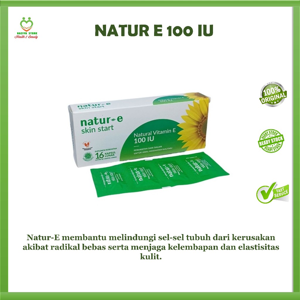 NATUR E 100 IU Vitamin E/Suplemen Kulit/Suplemen Kecantikan Isi 16 Kapsul
