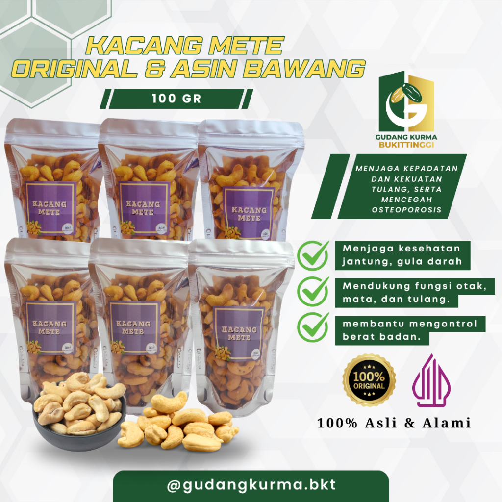 

Kacang Mete Mede Panggang Original & Asin Bawang 100gr – Premium Sehat & Renyah Bukititnggi