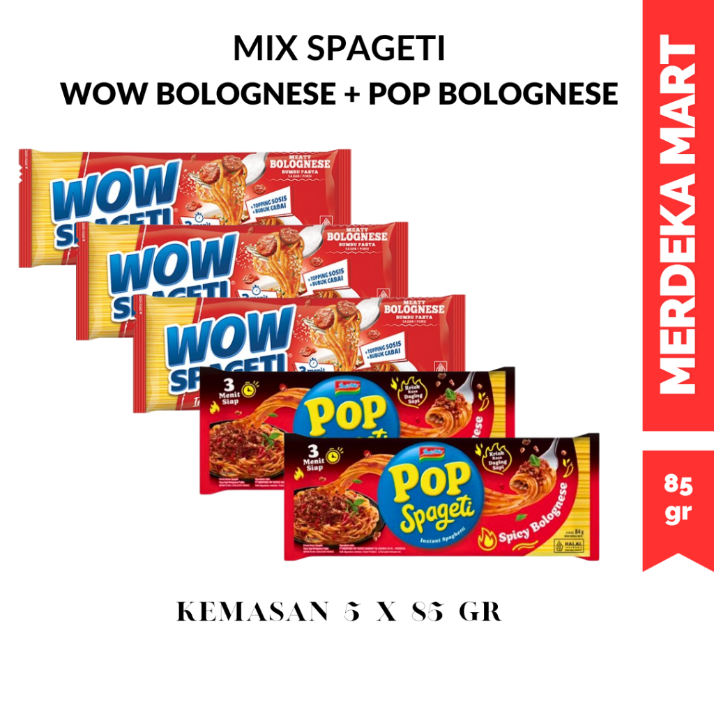 

(5 PCS) POP SPAGETI DAN WOW SPAGETI SPICY CARBONARA & SPICY BOLOGNESE 84 GR ALL VARIAN