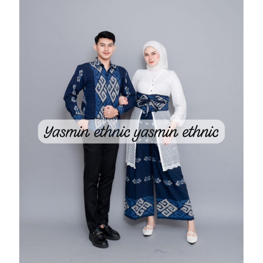 HANIA ONE SET CELANA TENUN NAVY - CELANA TENUN WANITA - BAJU TENUN COUPLE - BAJU TENUN - COUPLE TENU