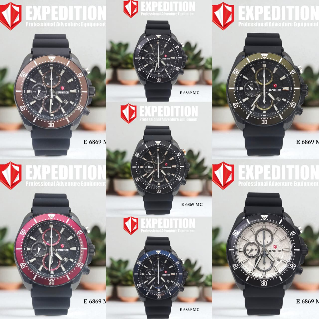 Jam Pria EXPEDITION EXP E6869 E 6869 Rubber Strap Original Garansi Resmi