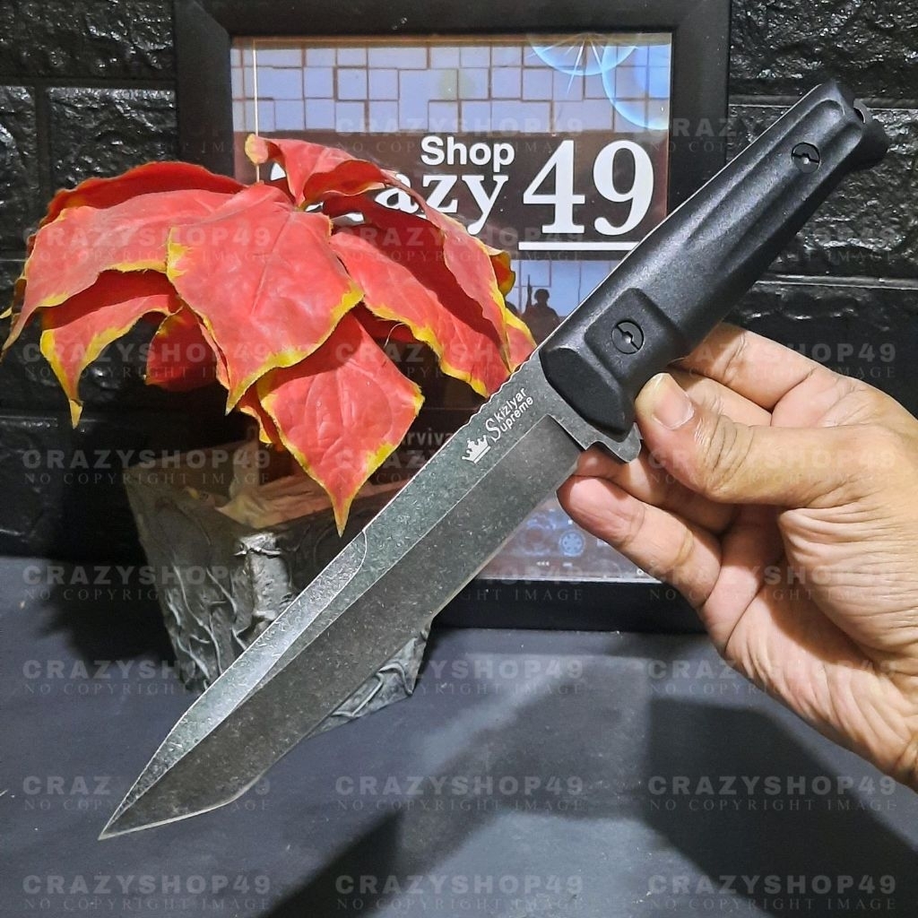 Pisau Survival Tactical Kyzlyar EDC Outdoor  + Sarung / Pisau Taktis / Survival Kit