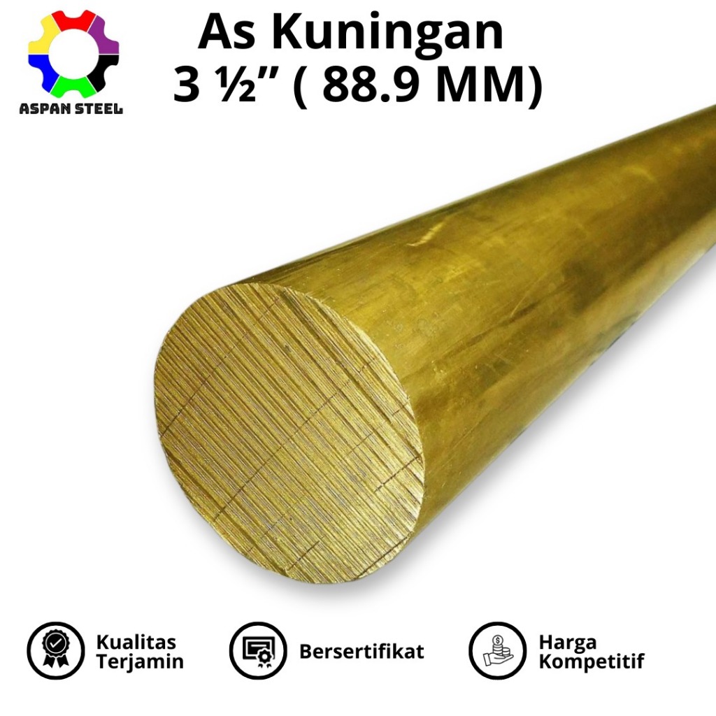 As kuningan 3 1/2 inch (88,9 mm) brass round bar