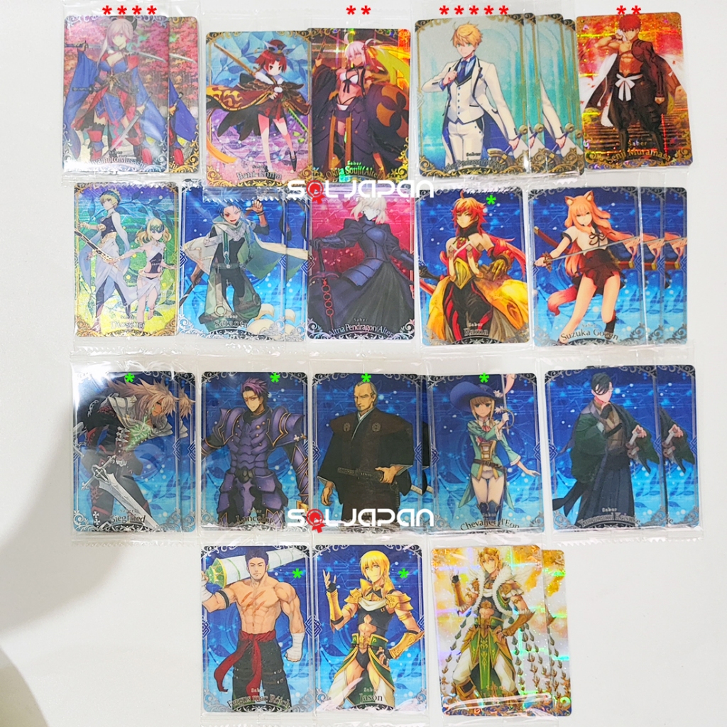 Fate Grand Order FGO Wafer Card Saber Musashi Benienma Okita Alter Arthur Muramasa Dioscuri Setanta 