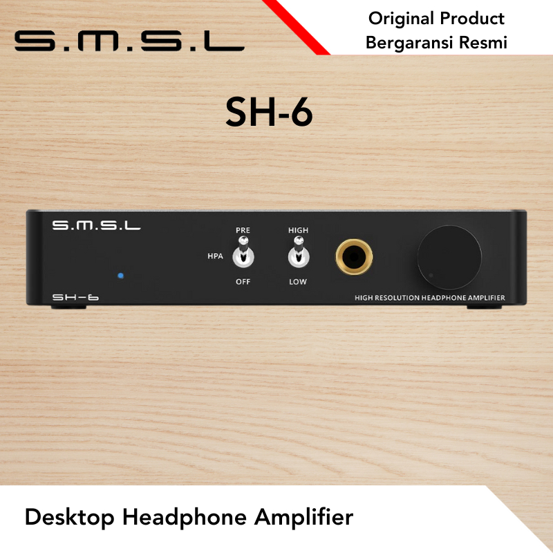 SMSL SH6 Desktop Headphone Amplifier Solid State 2.6W 16 Ohm Hitam Perak