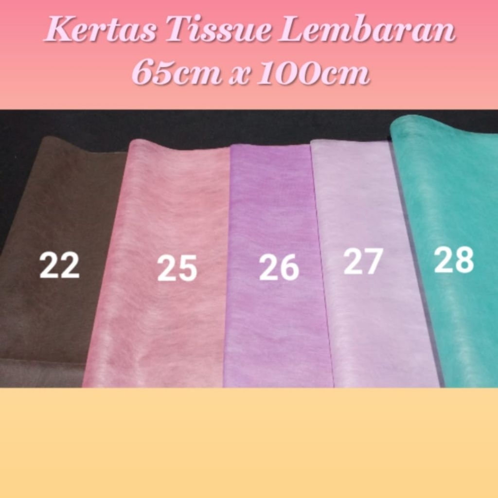 

Kertas Tissue Lembaran Besic 65cm x 100cm / Kertas Tissue Buket Kado dan Pembungkus Bunga