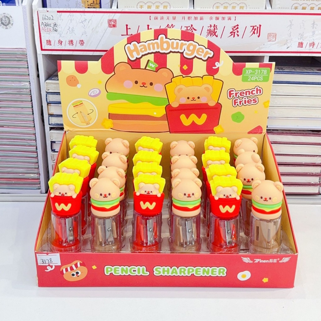 

Rautan Pensil Fast Food Lucu Karakter Burger French Fries bear sharpener stationery cute cartoon