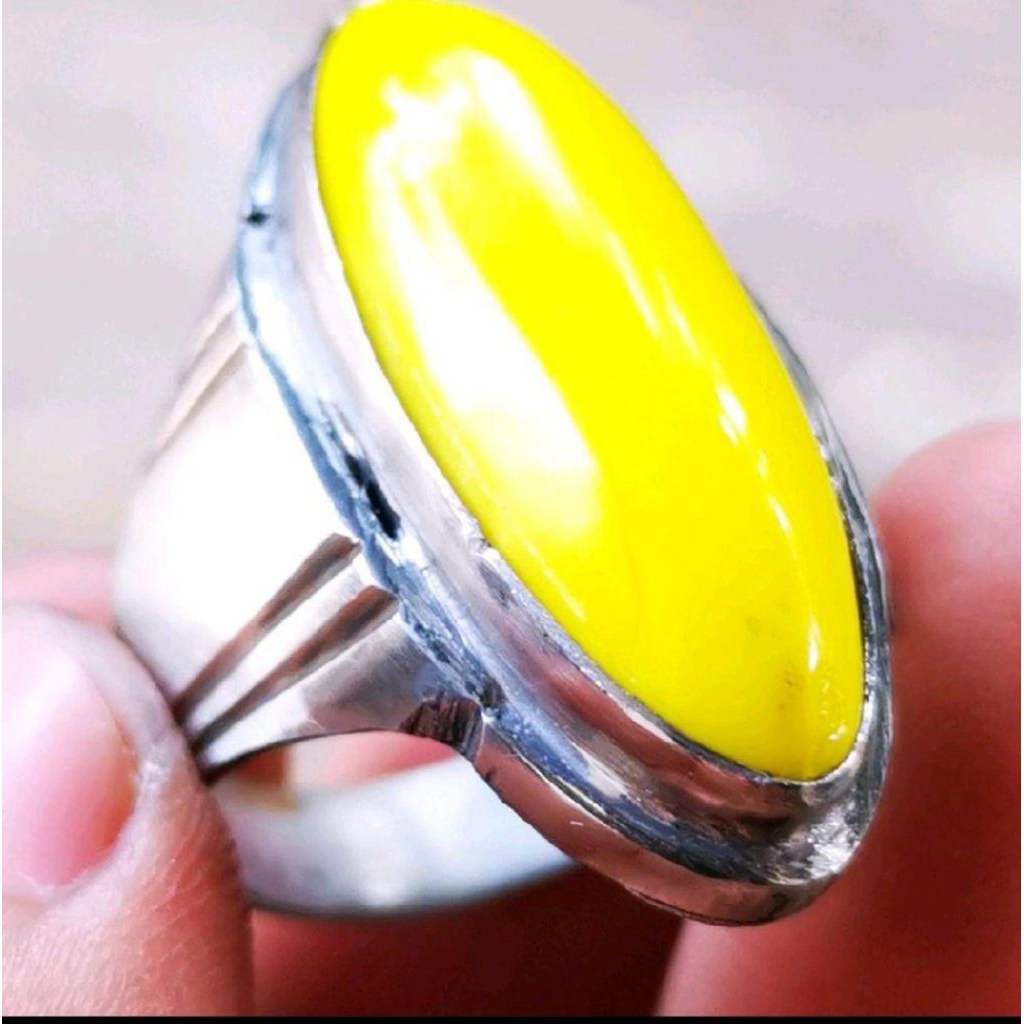cincin batu akik kembang johar pandan natural ring monel