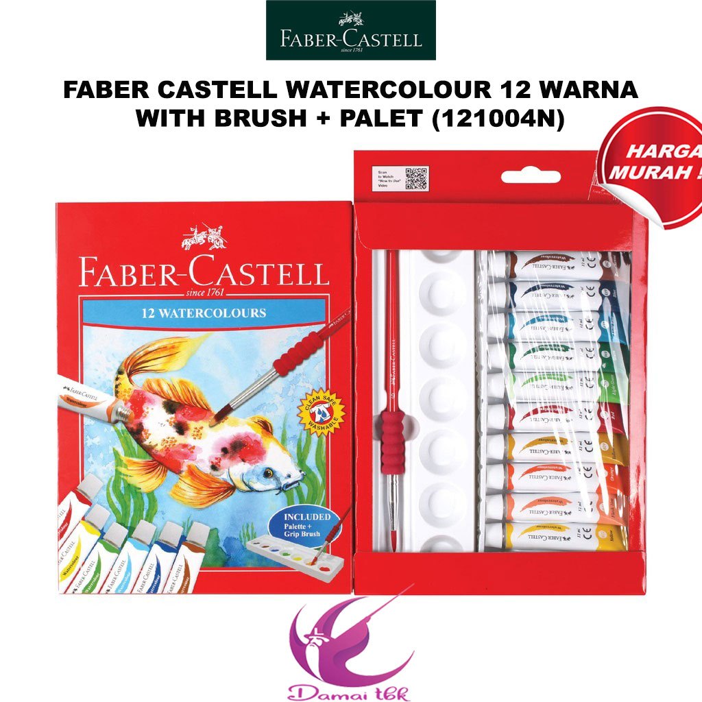 

Faber Castell Watercolours 12 Warna 121004N with Brush+Palet