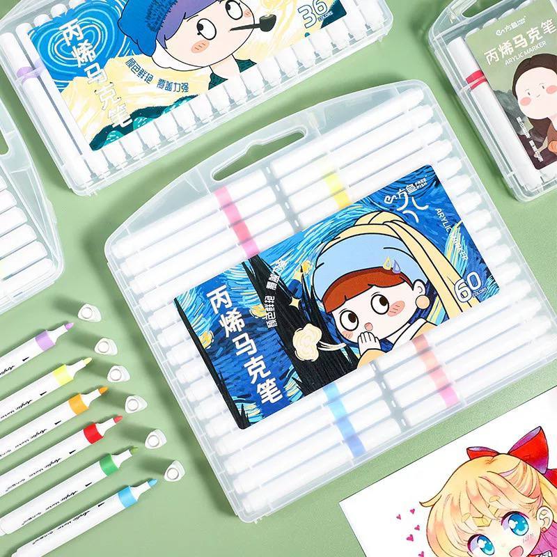 

(24 Pcs) Acrylic Marker 1 Set Spidol Warna Warni Cat Akrilik Cocok Untuk Anak Yang Hobi Menggambar