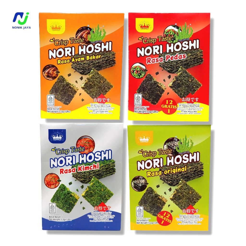 

NORI HOSHI Crispy Taste Seaweed Snack Box Isi 12+Extra 1 Pcs@5gr