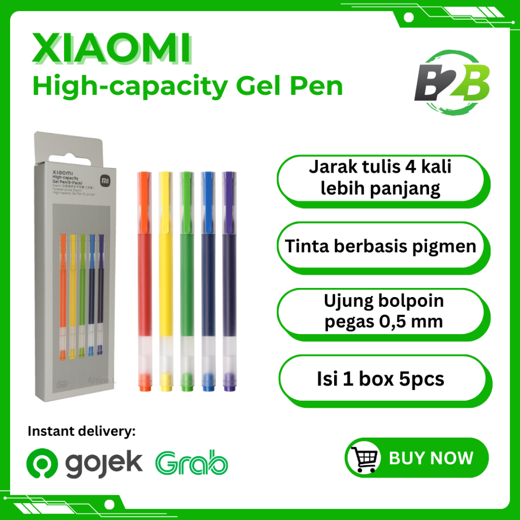 

Xiaomi High Capacity Gel Pen Color Edition 5pcs Pukpen Warna Pena 0.5mm
