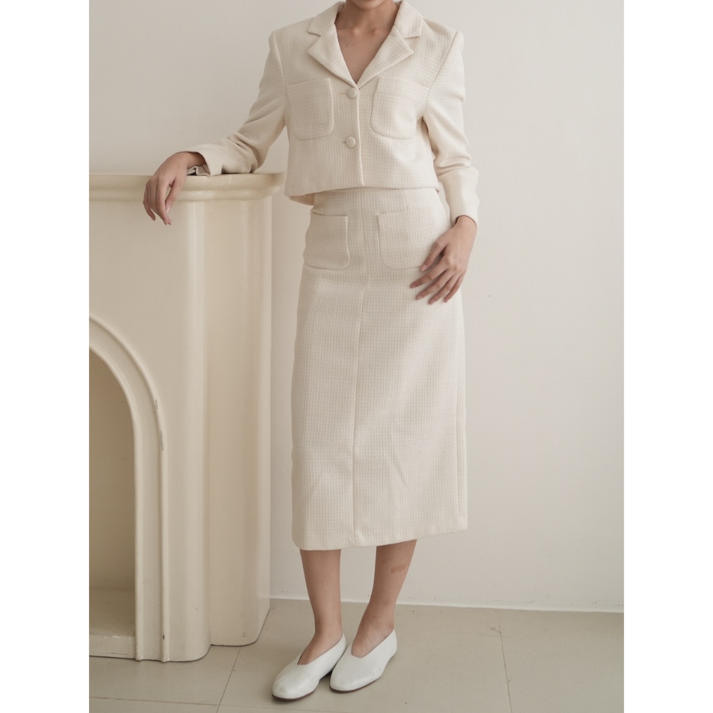 TKD - Rosette Tweed SET/ TOP/ SKIRT